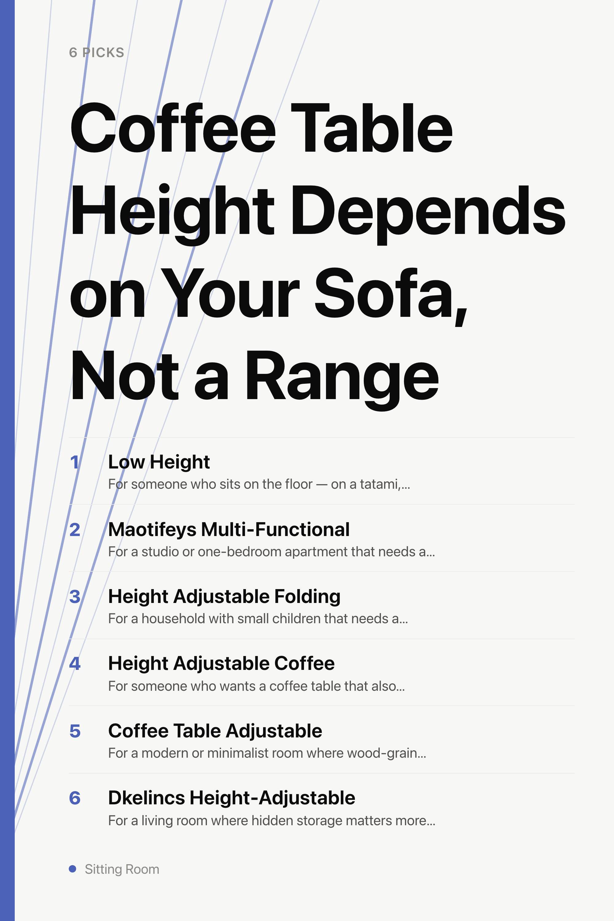 Coffee Table Height Depends on Your Sofa, Not a Range — the picks, as a saveable list