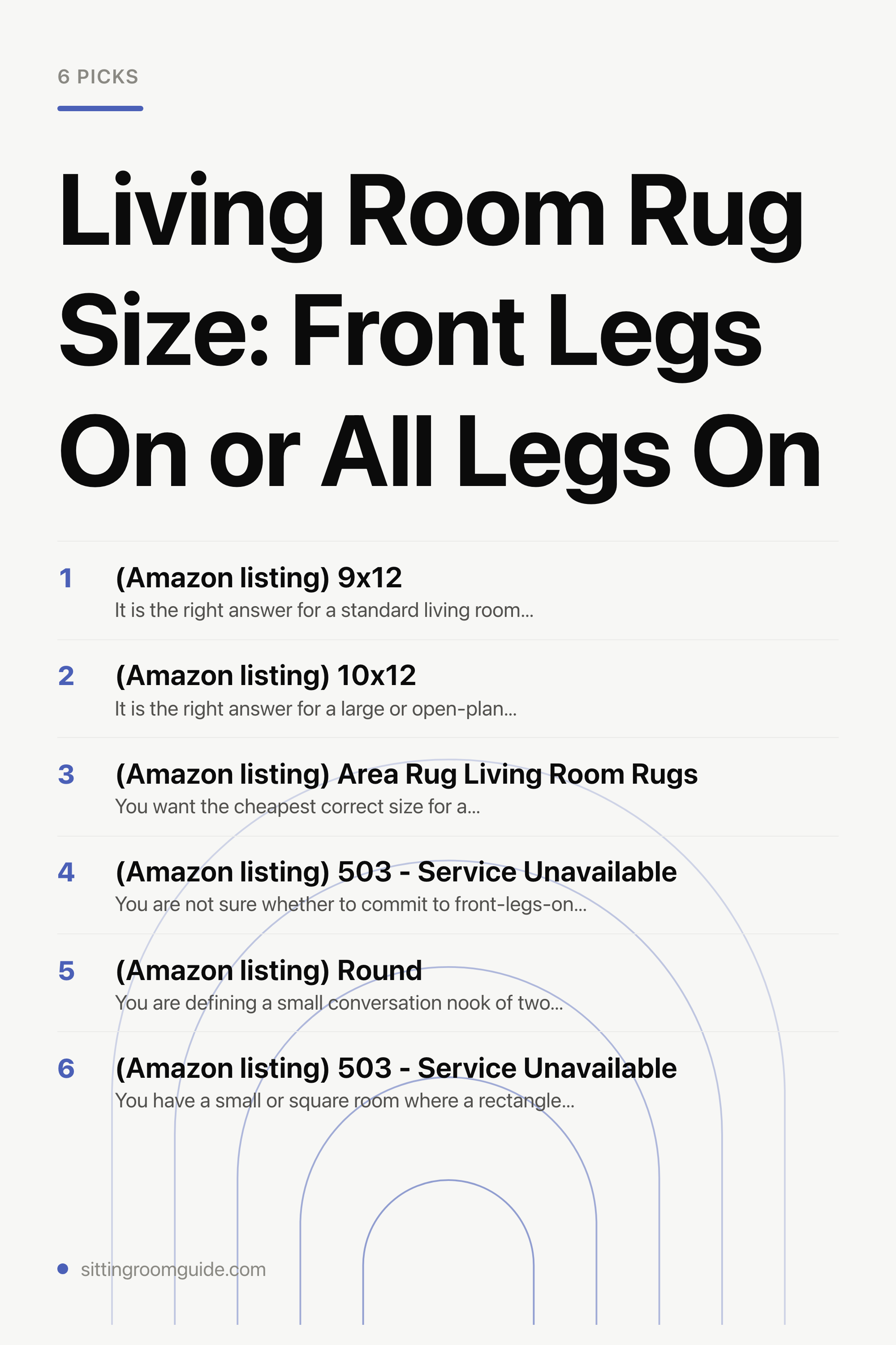Living Room Rug Size: Front Legs On or All Legs On — the picks, as a saveable list