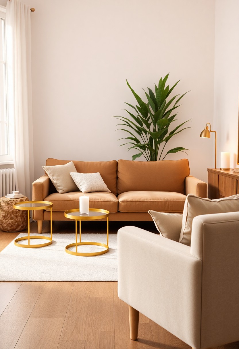 Transitional Living Room Ideas: Greige, Navy & Warm Wood
