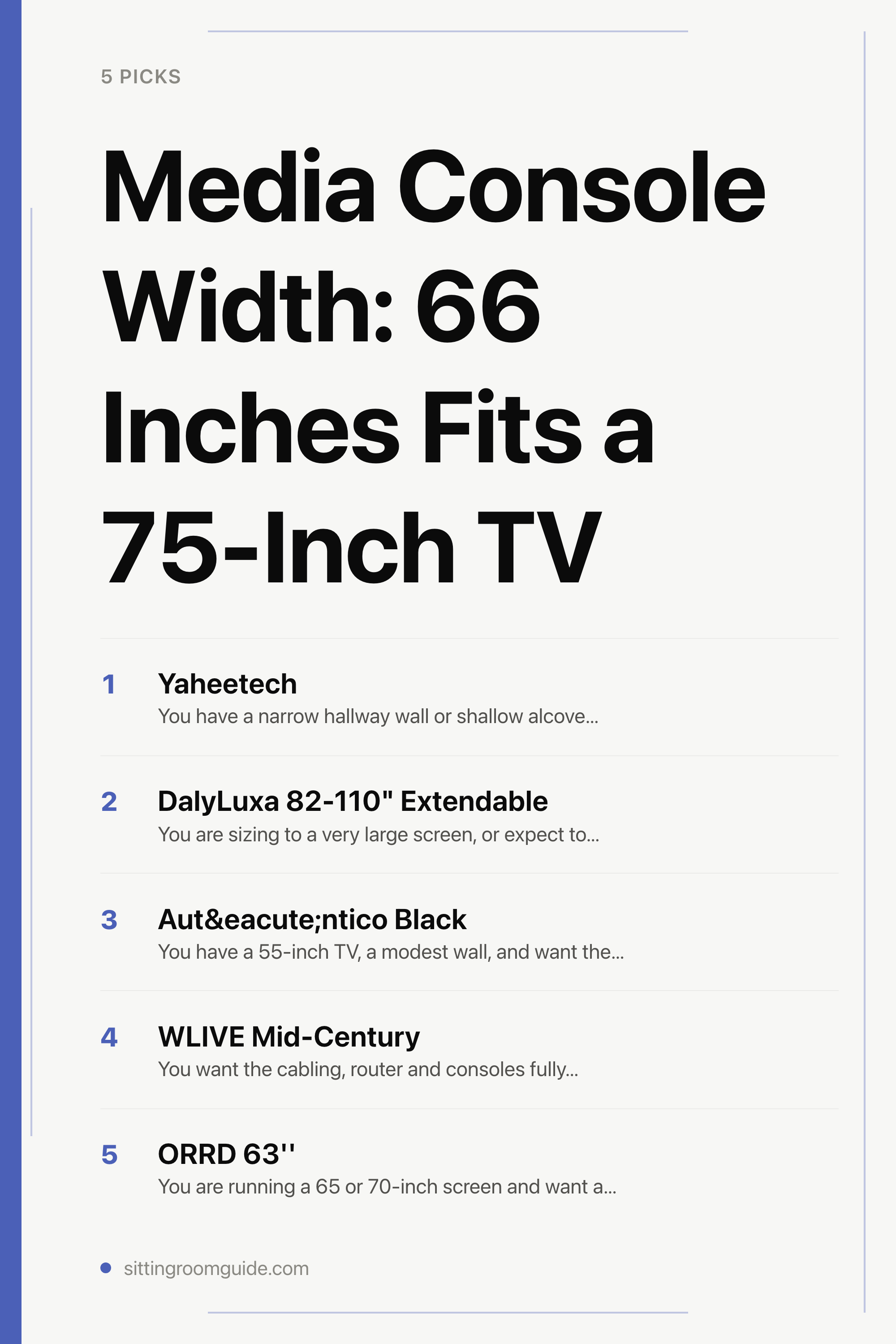 Media Console Width: 66 Inches Fits a 75-Inch TV — the picks, as a saveable list