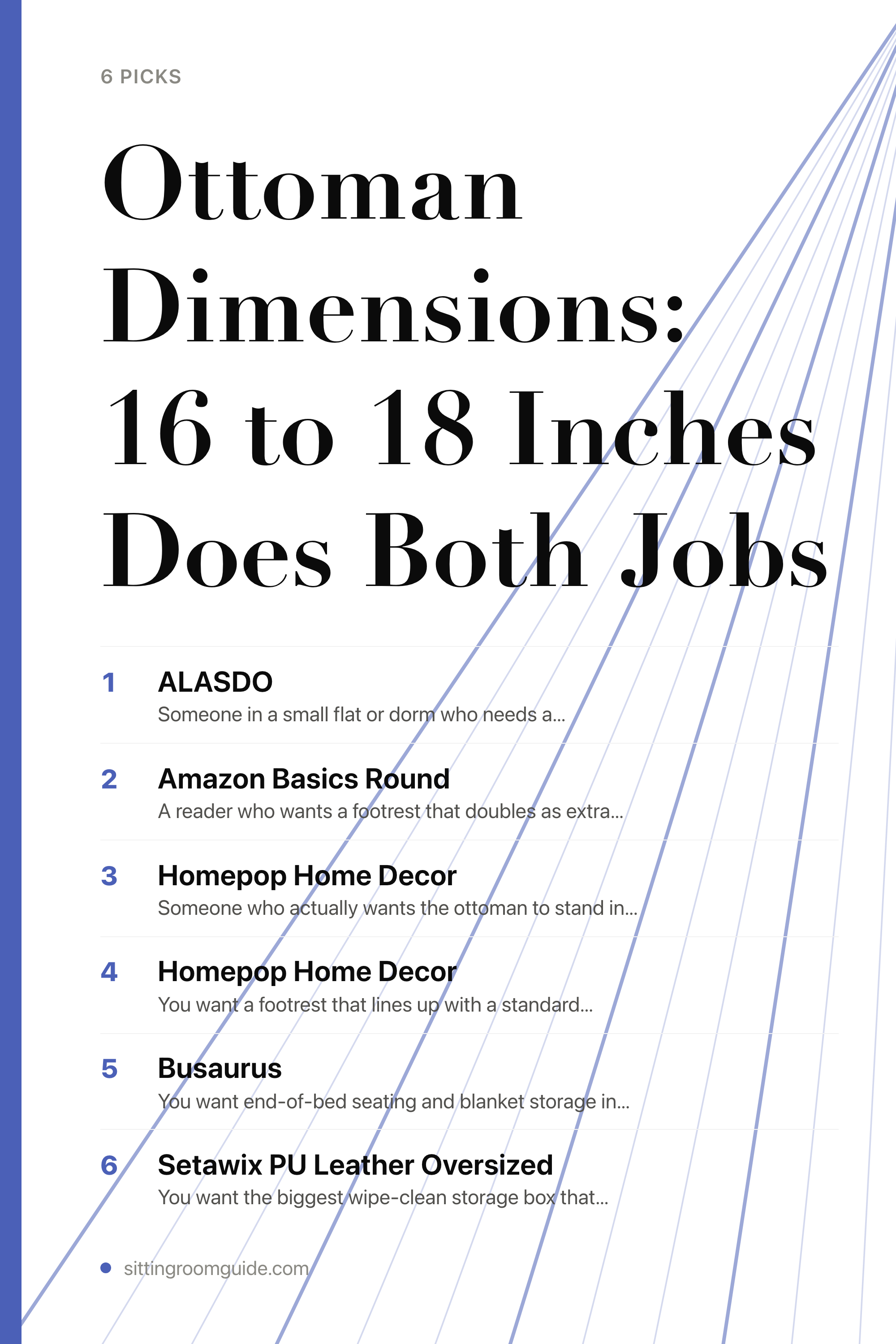 Ottoman Dimensions: 16 to 18 Inches Does Both Jobs — the picks, as a saveable list